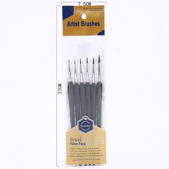 A6096 Nylon Painting Brush Set Line Drawing Pen Watercolor Acrylic Painting Brush 6Pcs Set For Beginner Professional