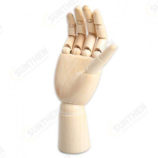 1088 10 inch/12 inch Wooden Left/Right Hand Model Jointed Wood Carving Sculpture Mannequin Hand for Drawing Sketch Decoration