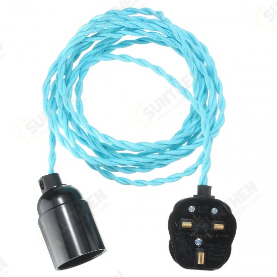 4M E27 Vintage Twisted Fabric Cable UK Plug In Pendant Lamp Light Bulb Holder Socket