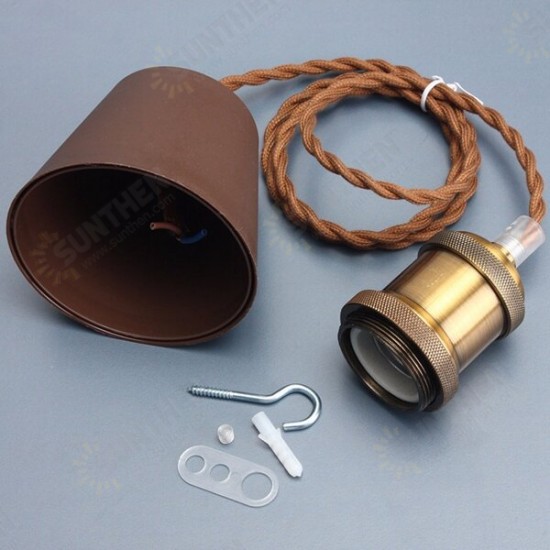 E26/E27 Retro Edison Copper Ceiling Pendent Light Base Bulb Cord Grip Holder Socket AC 110V-220V