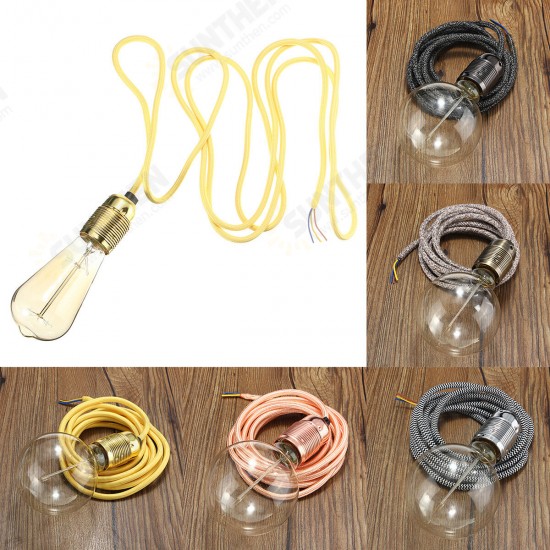 E27 2M Premium Fabric Flexible Cable Pendant Lamp Light Bulb Holder