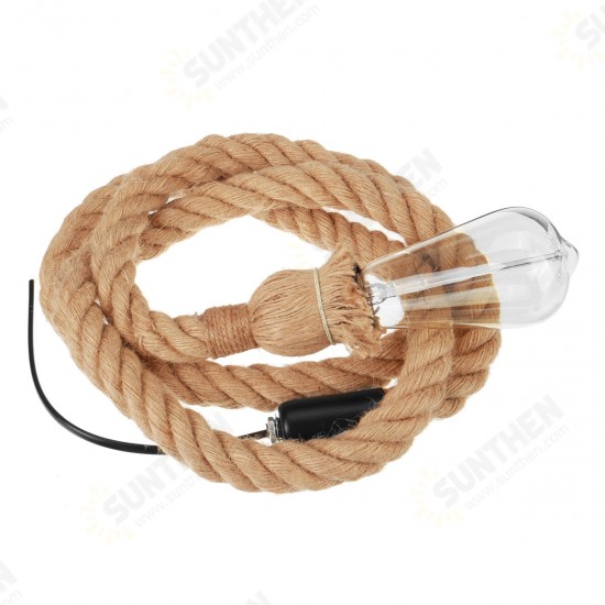 Retro E27 Hanging Lamp Base Holder Hemp Rope Pendant Light Home Restaurant Decor AC90-260V