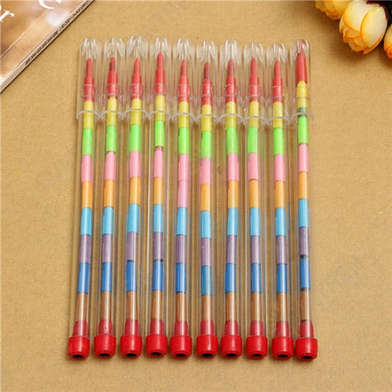 10Pcs Colored Crayons Pencil Set 10 Colors Combination Wax Nontoxic Kid Filler For Children Students