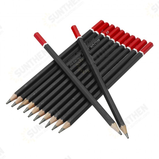 12 Pcs 6B/8B/10B Art Pencil Set Pre-sharpened Wood Soft Medium Hard Carbon Graphite Pen Office School Drawing Pencil