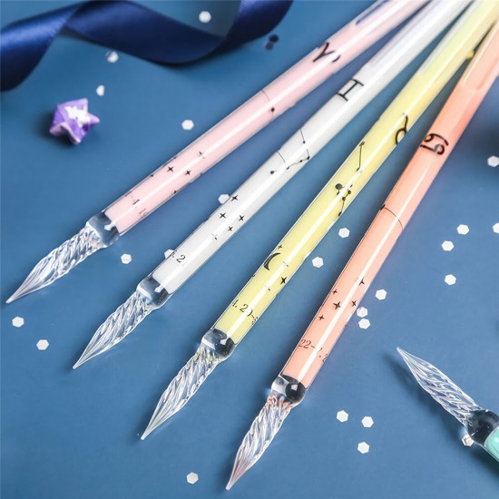 1pc Dip Pen 12 Constellation Glass Pen Student Stationery Business Office Writing Supplies Painting Pen Gift Box