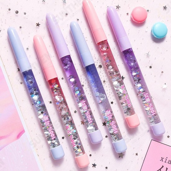 B387 1 Piece Magical Wand Black Ink Gel Pen Fairy Pen Korean Creative Signing Pen Crystal Liquid Sequin Pen Color Flash Night Light Pen