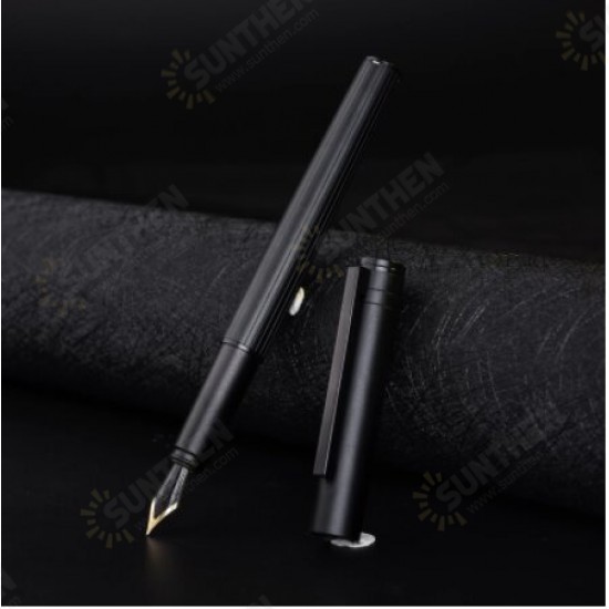 H1 Metal Fountain Aluminum Alloy Beautiful Black-golden Nib EF/F 0.4/0.5mm Size Writing Ink Pen for Business Office