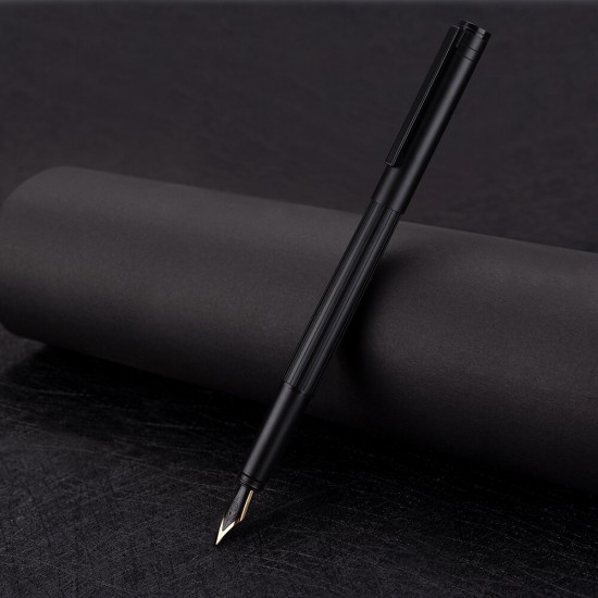 H1 Metal Fountain Aluminum Alloy Beautiful Black-golden Nib EF/F 0.4/0.5mm Size Writing Ink Pen for Business Office