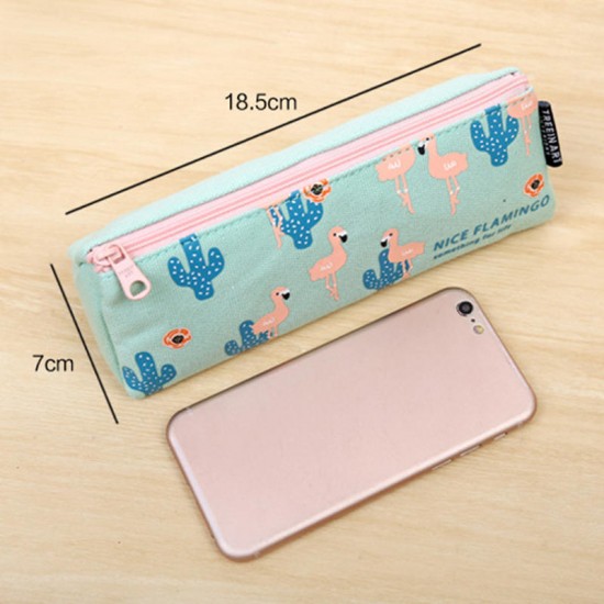 Kawaii Flamingo Pencil Case Cute Canvas Pencil Bag Pen Box Cases For Boys Girls Bts Korean Stationery Office School Supplies