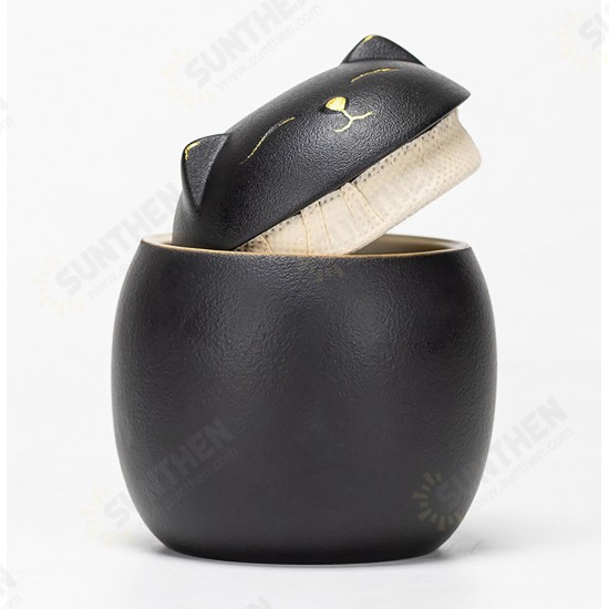 500ml Urn for Pet Ashes Cat Shape Memorial Cremation Urns-Handcrafted Black Decorative Urns for Funeral Cat urn Dog urn