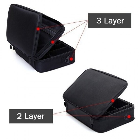 3-Layer Seperated Storage Large Capacity Multi-Purpose Use Waterproof Nylon Professional Dresser Make Up Cosmetic Bag