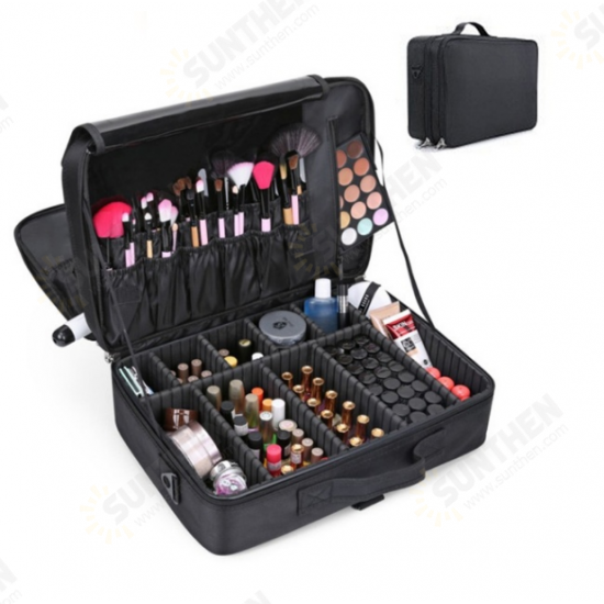 3-Layer Seperated Storage Large Capacity Multi-Purpose Use Waterproof Nylon Professional Dresser Make Up Cosmetic Bag