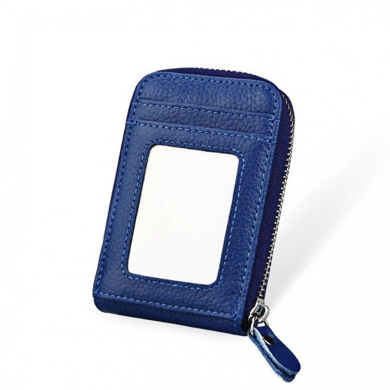 KB09 Portable RFID Anti-scan Genuine Leather 12 Card Slots Coins Bag Wallet Credit Lock ID Card Holder