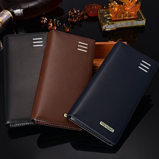 Business Casual Flip with Multi-Card Slot Pockets Men Foldable Long Wallet Clutch Bag Handbag