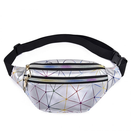 Fashion Casual Laser Multi-Layer PU Mobile Phone Storage Waist Bag Crossbody Bag Chest Bag