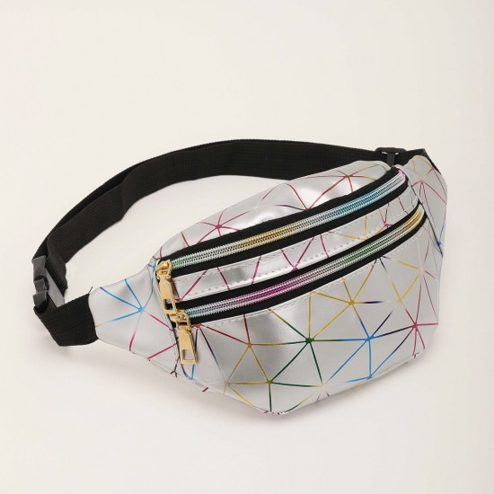 Fashion Casual Laser Multi-Layer PU Mobile Phone Storage Waist Bag Crossbody Bag Chest Bag