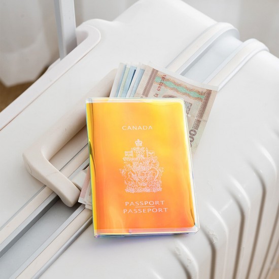 Fashion Mini Laser Transparent Short Passport Card Holder Document Package