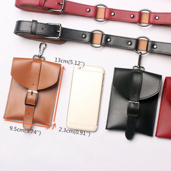 Fashion PU Leather Mobile Phone Storage Belt Waist Packs