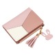 Female PU Leather with Multi-Card Slots Tassels Short Purse Wallet Handbag Card Holder