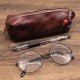 Handmade Large Capacity First-Layer Genuine Leather Pen Glasses Card Storage Bag Organizer