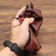 Handmade Large Capacity First-Layer Genuine Leather Pen Glasses Card Storage Bag Organizer