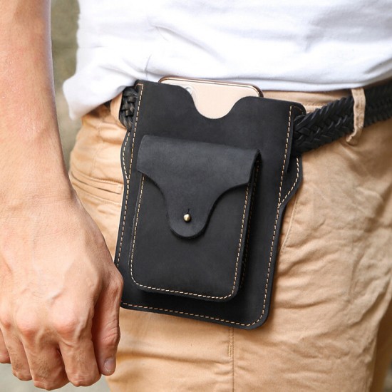 Retro First-Layer Genuine leather Mobile Phone Storage Bag Wallet Belt Waist Packs