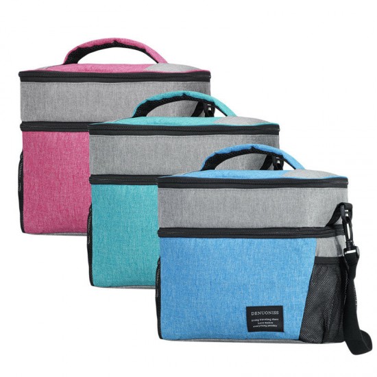 Leakproof Two-Layer Insulated Lunch Bag Picnic Food Storage Bags