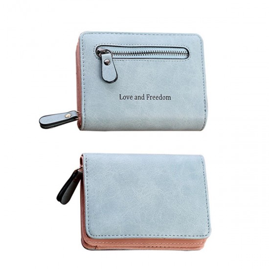 Love and Freedom Women PU Leather Zipper with Card Slots Short Phone Purse Wallet Coin Clutch Handbag