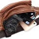 Men Outdoor Multi-Layers Large Capacity PU Leather Mobile Phone Storage Crossbody Chest Bag Waist Packs