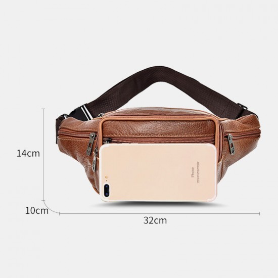 Men Outdoor Multi-Layers Large Capacity PU Leather Mobile Phone Storage Crossbody Chest Bag Waist Packs