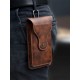 Mobile phone pockets dual-machine protective sleeve universal men's outdoor climbing crazy horse pattern retro mobile phone hanging pockets bag