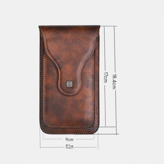 Mobile phone pockets dual-machine protective sleeve universal men's outdoor climbing crazy horse pattern retro mobile phone hanging pockets bag