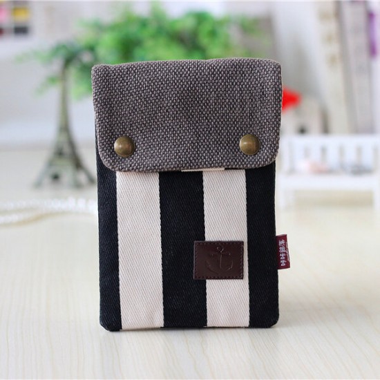 Multi-layer Canvas Adjustable Belt Messenger Bag Phone Wallet Handbag for Phone Under 6-inch