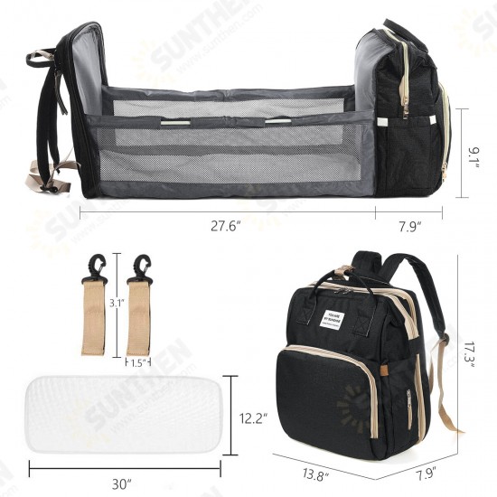 Multifunctional 2-IN-1 Large Capacity Folding Travel Baby Infant Crib Diaper Macbook Storage Mummy Bag Backpack