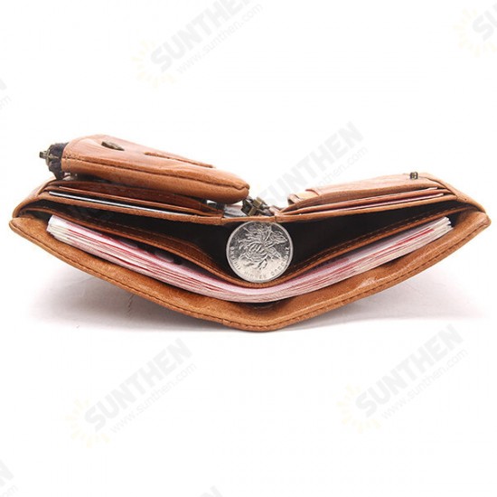 Multifunctional Business Vintage Multi-Card Slots Holder with Detachable Coin Bag Genuine Leather Men Wallet