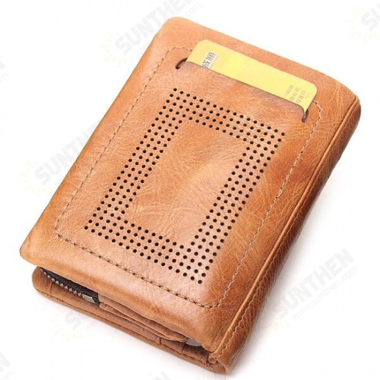 Multifunctional Business Vintage Multi-Card Slots Holder with Detachable Coin Bag Genuine Leather Men Wallet