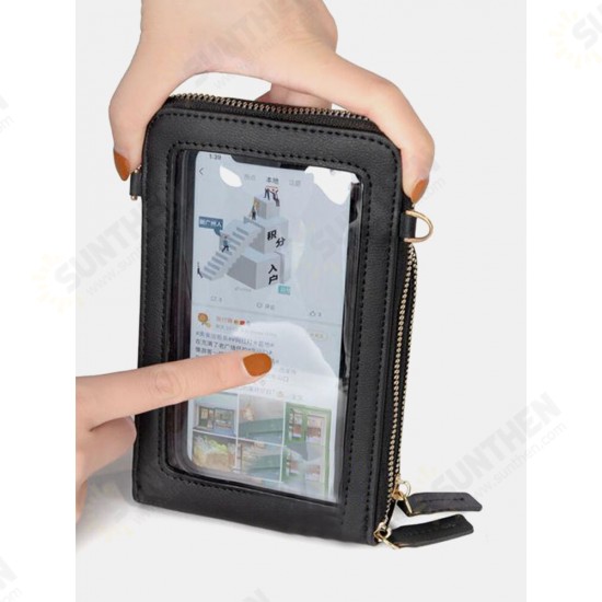 Multifunctional Large Capacity with Length Adjustable PU Leather Strap Touch Screen Phone Bag