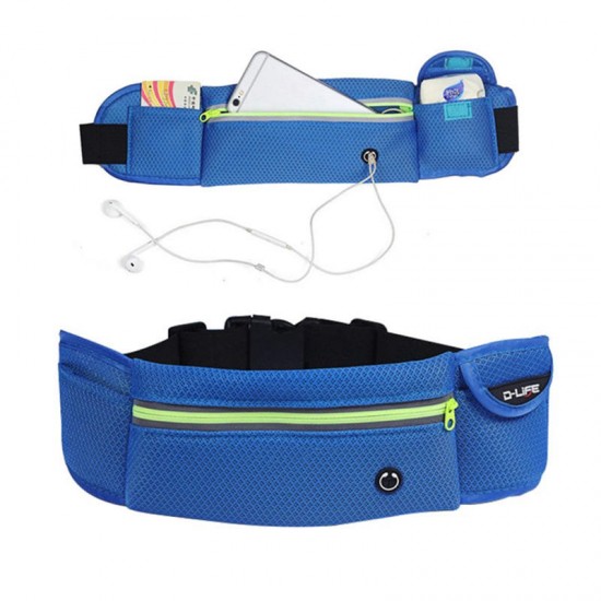 Outdoor Sports Large Capacity Breathable Reflective Stripe Earphone Hole Waist Bag for Mobile Phone