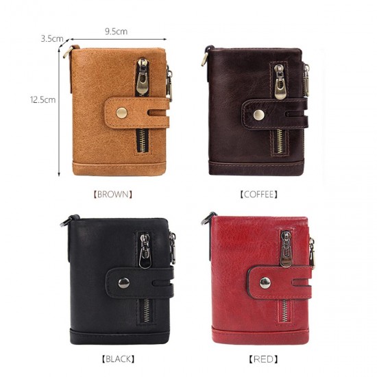 RFID Wallets Bag Vintage Leather Business Multi-fold Card Holder Coin Purse Anti-thief Anti-scanning Credit Card