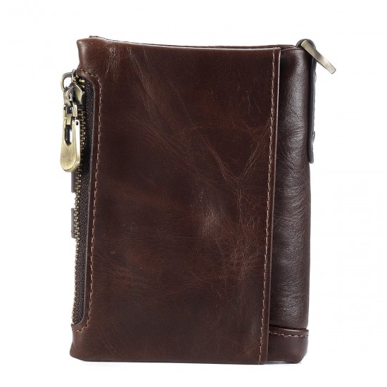 RFID Wallets Bag Vintage Leather Business Multi-fold Card Holder Coin Purse Anti-thief Anti-scanning Credit Card