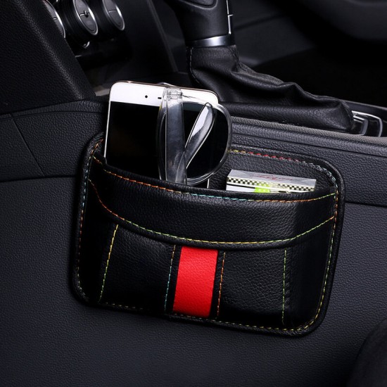 Sticky PU Leather Car Mobile Phone Bag Storage Box