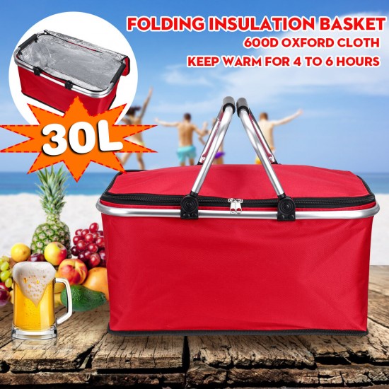 Summer 30L Large Capacity Folding Outdoor Picnic Insulated Lunch Bag Food Storage Bags