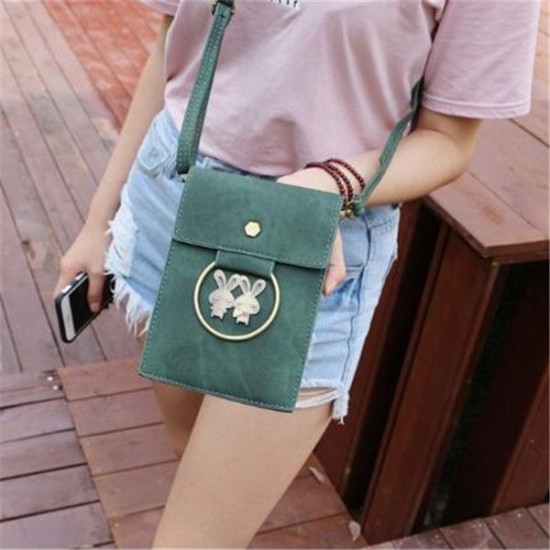 Universal Multi-layer Denim Copper Ring Rabbit Messenger Bag Phone Wallet for Phone Under 5.7-inch