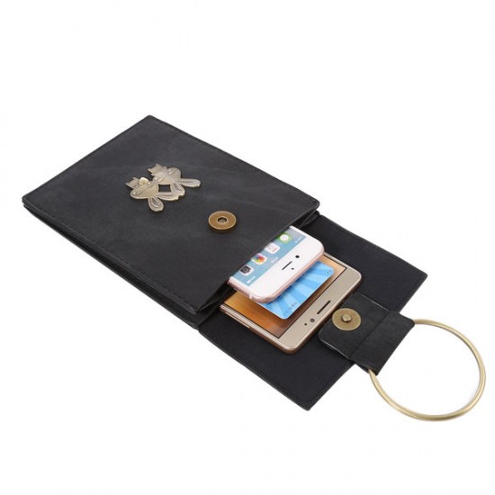 Universal Multi-layer Denim Copper Ring Rabbit Messenger Bag Phone Wallet for Phone Under 5.7-inch