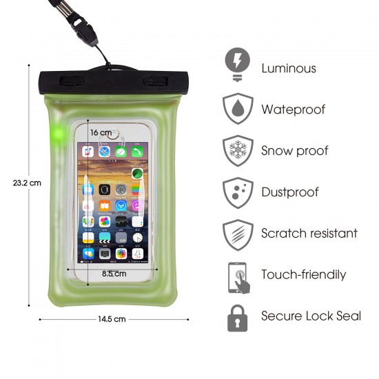 Universal Touch-Friendly Transparent Inlet Automatic Alarm Luminous Dustproof Waterproof Mobile Phone Bag