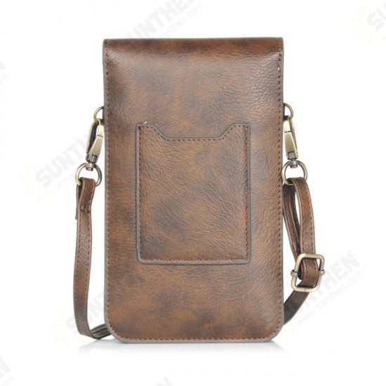 Universal Vertical Double-deck Wallet Card Solt Leather Shoulder Bag For Phone Under 6.3 Inch