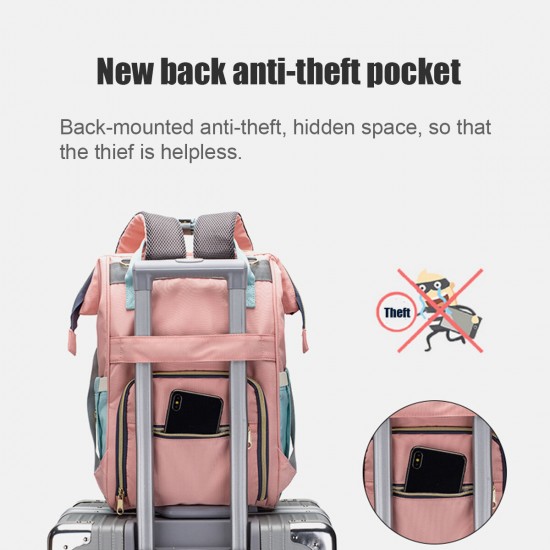 [Upgrade Version] Large Capacity Outdoor Trip Travel Diaper Storage with USB Charging Port Mummy Bag Backpack