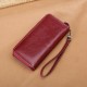 Vintage Large Capacity 10 Card Slot Genuine Leather Mobile Phone Storage Bag Long Wallet Purse