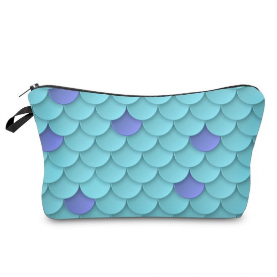 Women Fashion Fish Scale Pattern Travel Portable Makeup Wash Mobile Phone Storage Cosmetic Bag Handbag