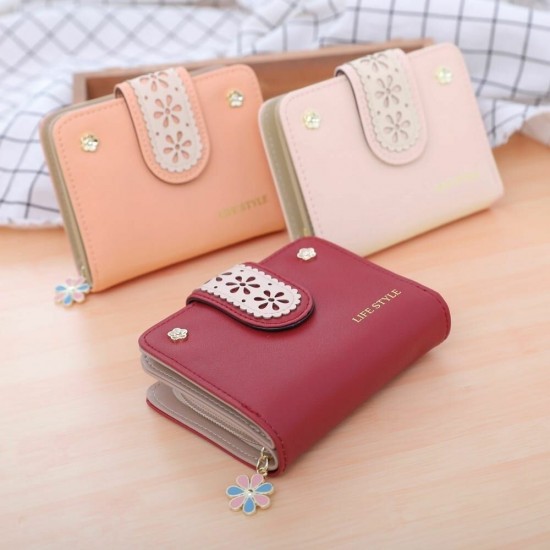 Women Fashion Foldable Large Capacity PU Leather Multi-Card Holder Cellphone Coins Storage Handbag Short Purse